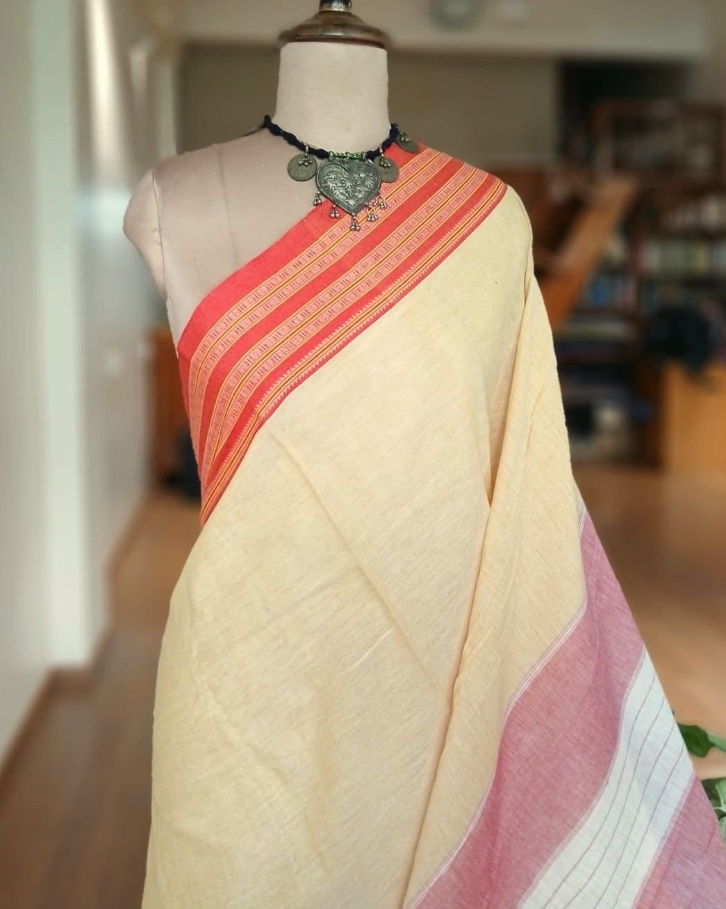 Gomi Border saree from North Karnataka -(GNKS0002) - Image 3
