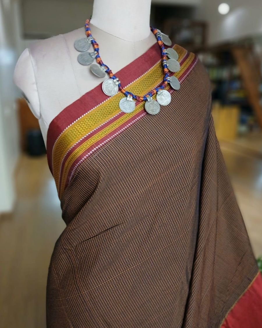 Silk-Cotton Ilkal with Two Pallas -(ILKA10044) - Image 3