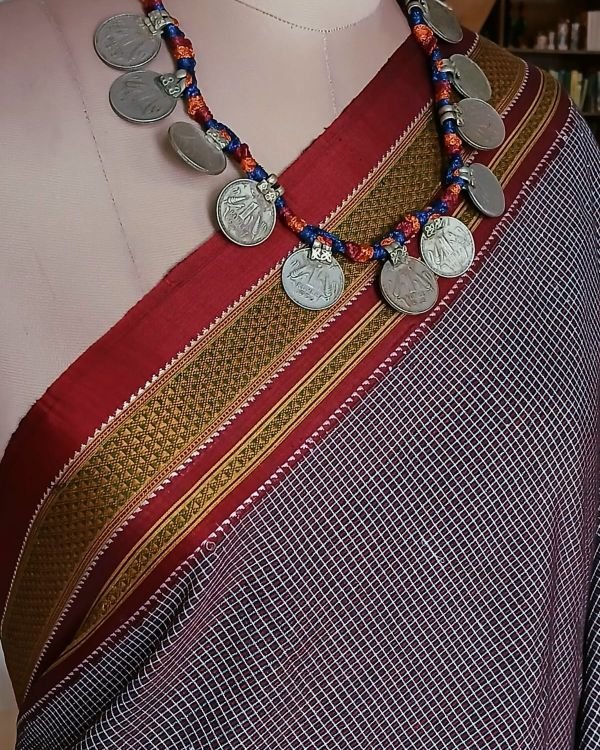 Silk-Cotton Ilkal with Two Pallas -(ILKA10037) - Image 6