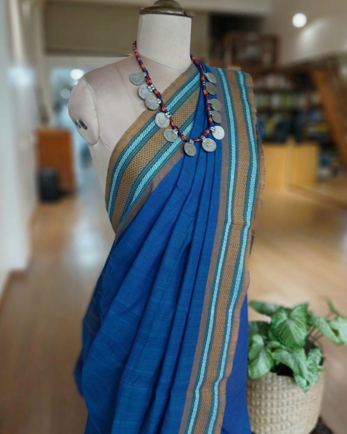 Classic Handwoven 40-count Kandangi from Chettinad – (CHKS0030) - Image 4
