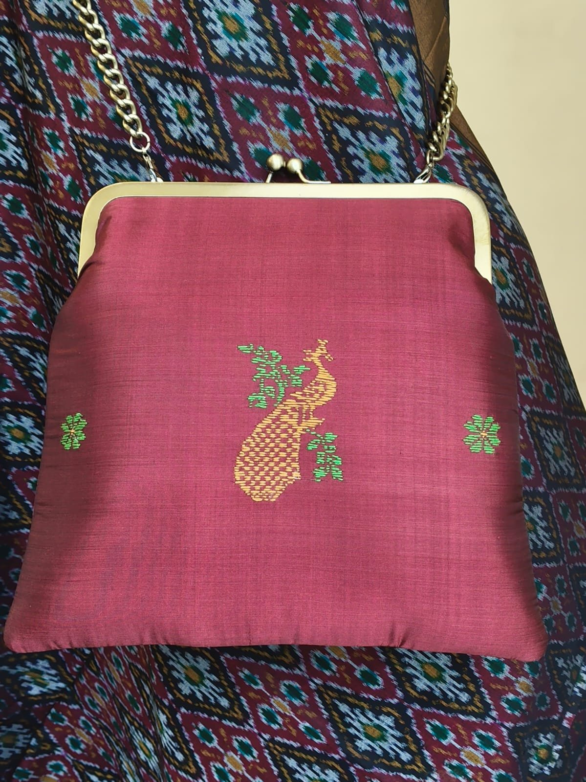 Kasuti Embroidered Silk Purse - (KSTP1025)
