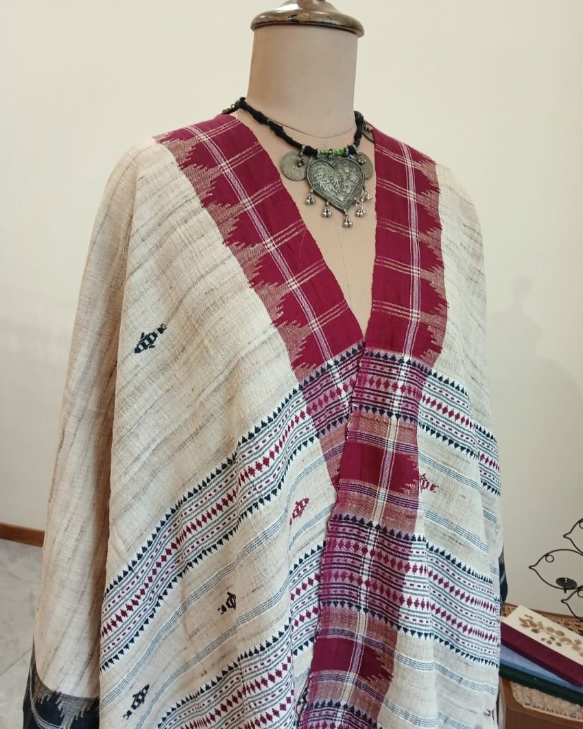 Kotpad Dupatta in Tussar Silk and Cotton Mix – (KKTD0005) - Image 2