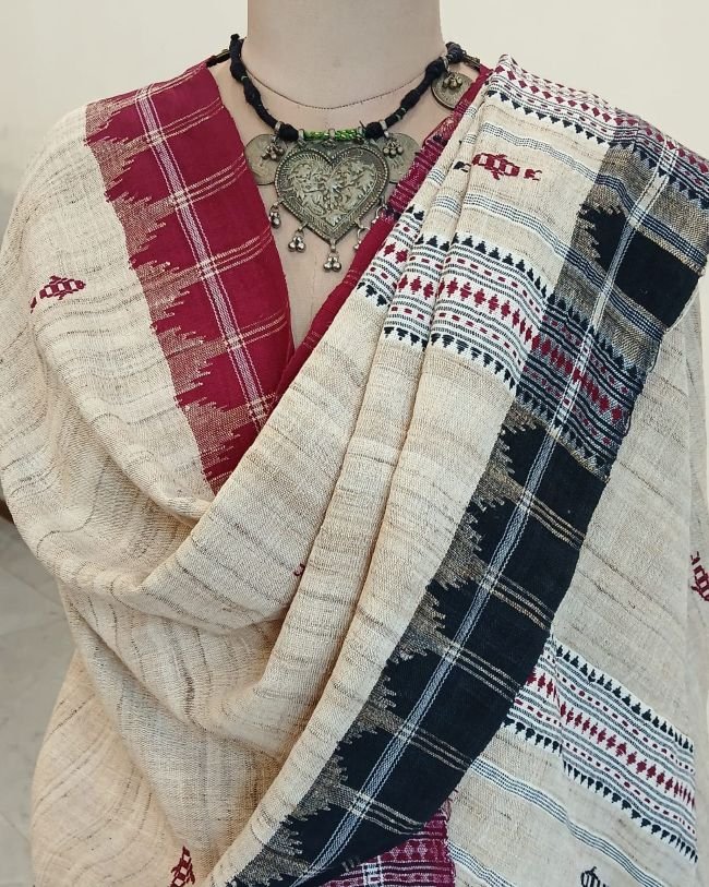 Kotpad Dupatta in Tussar Silk and Cotton Mix – (KKTD0005) - Image 4