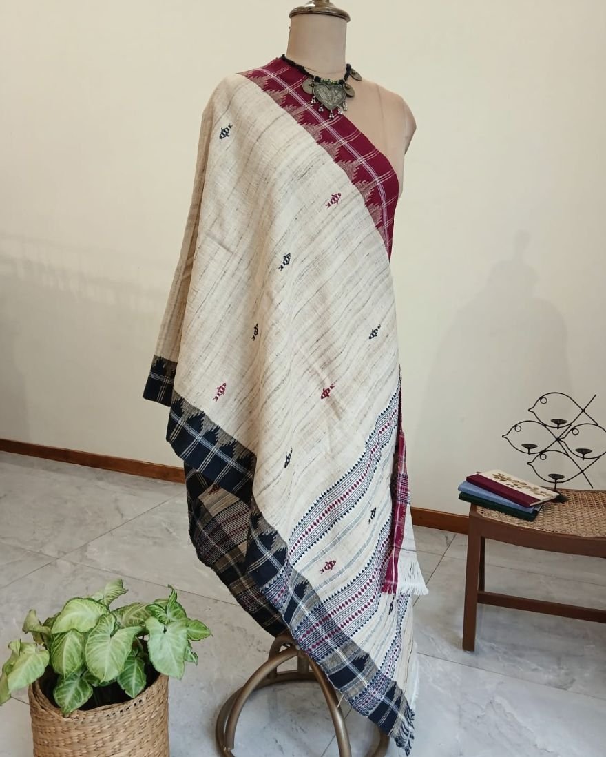 Kotpad Dupatta in Tussar Silk and Cotton Mix – (KKTD0005) - Image 5