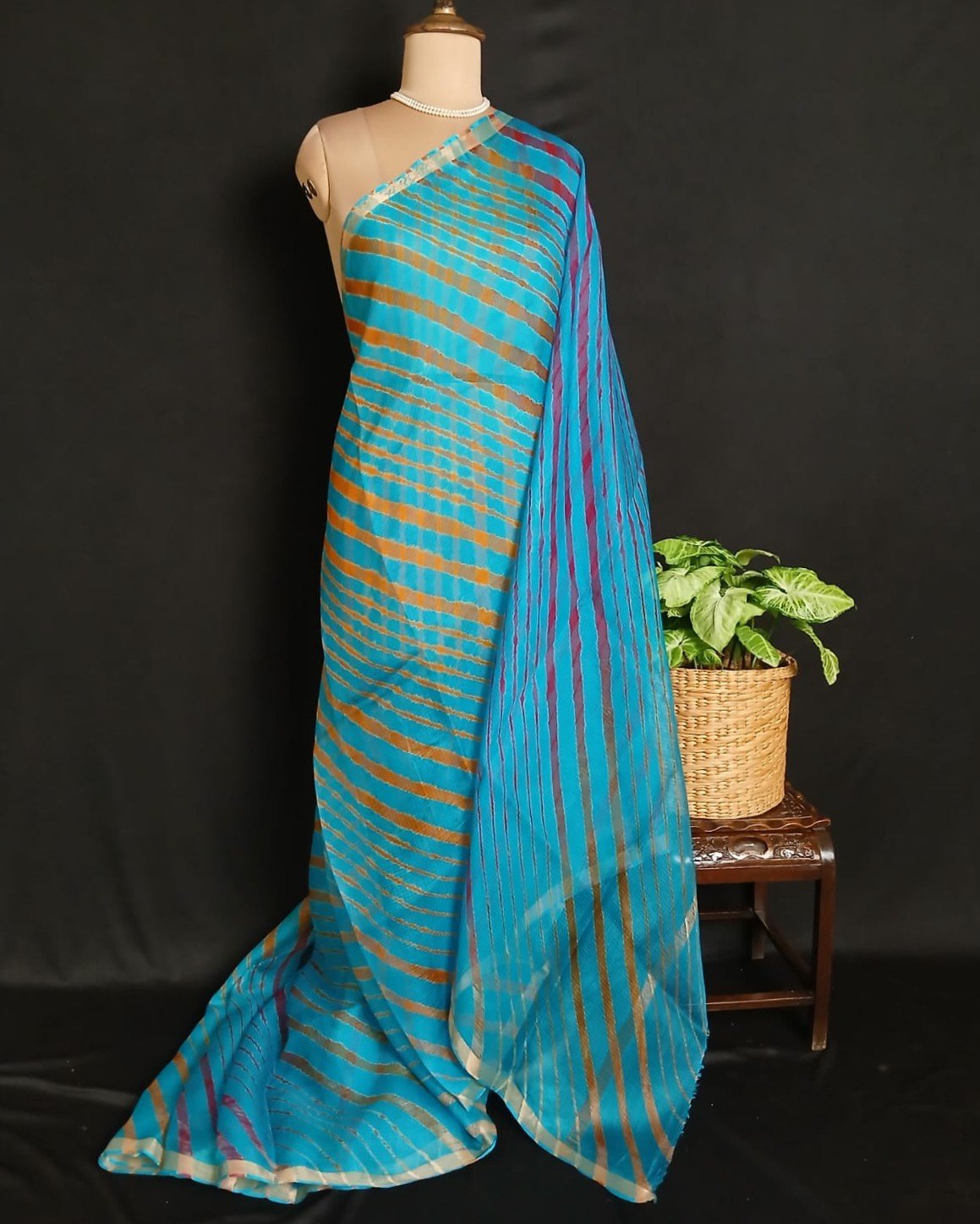 Hand tie-dye Leheriya on Kota Silk (HTKS1048) - Image 2