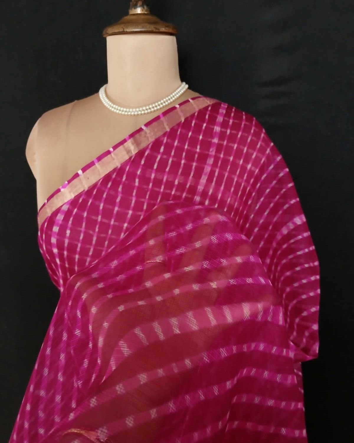 Hand tie-dye Leheriya on Kota Silk (HTKS1045) - Image 5