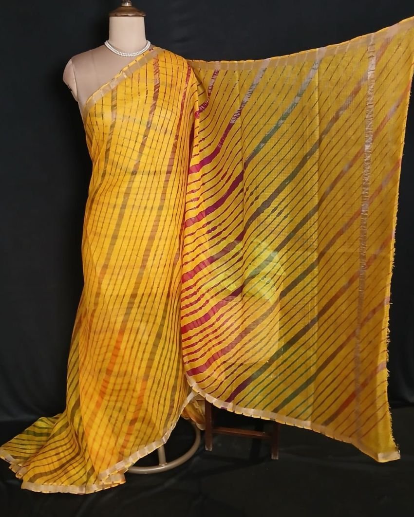 Hand tie-dye Leheriya on Kota Silk (HTKS1046) - Image 4