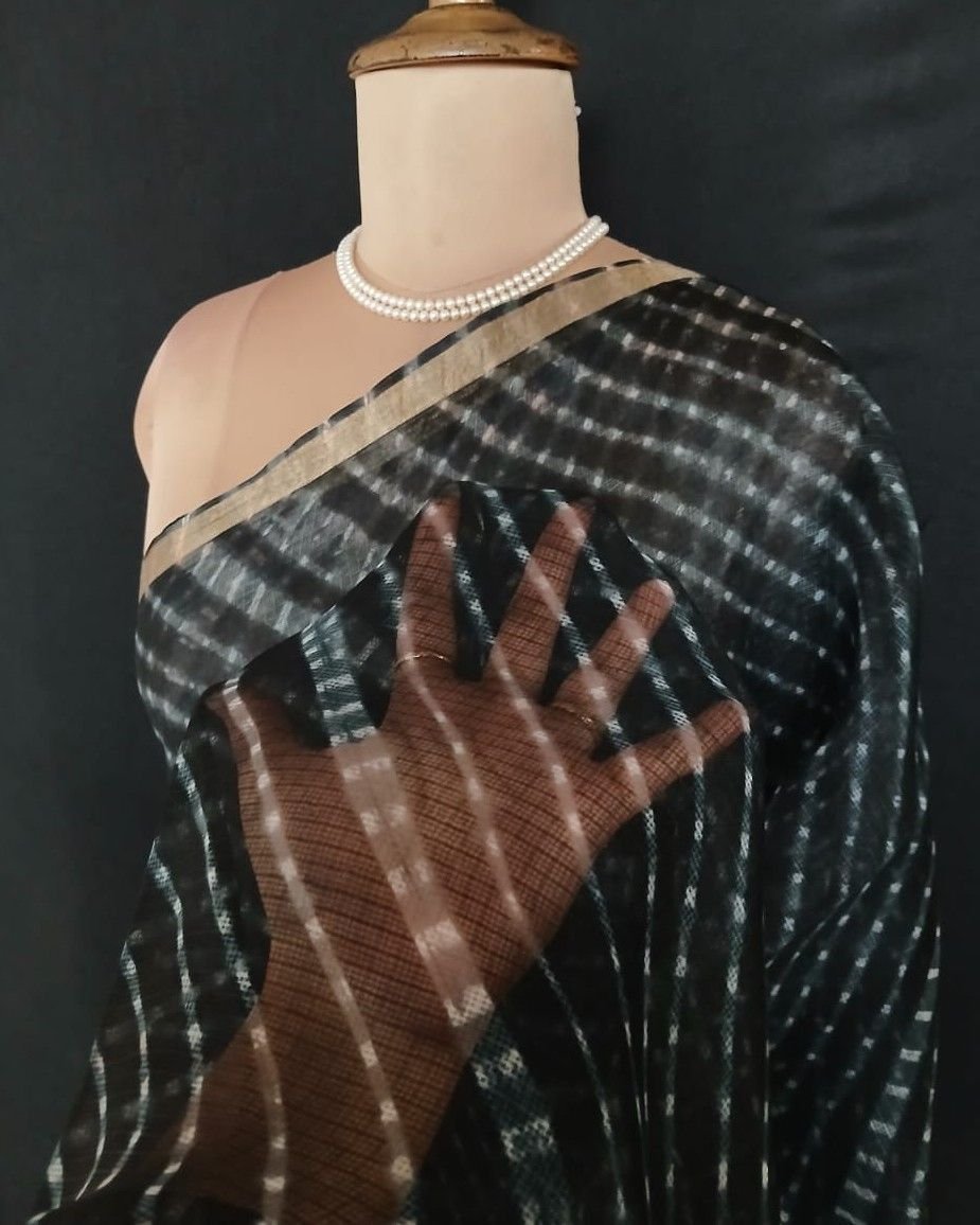 Hand tie-dye Leheriya on Kota Silk (HTKS1047) - Image 5