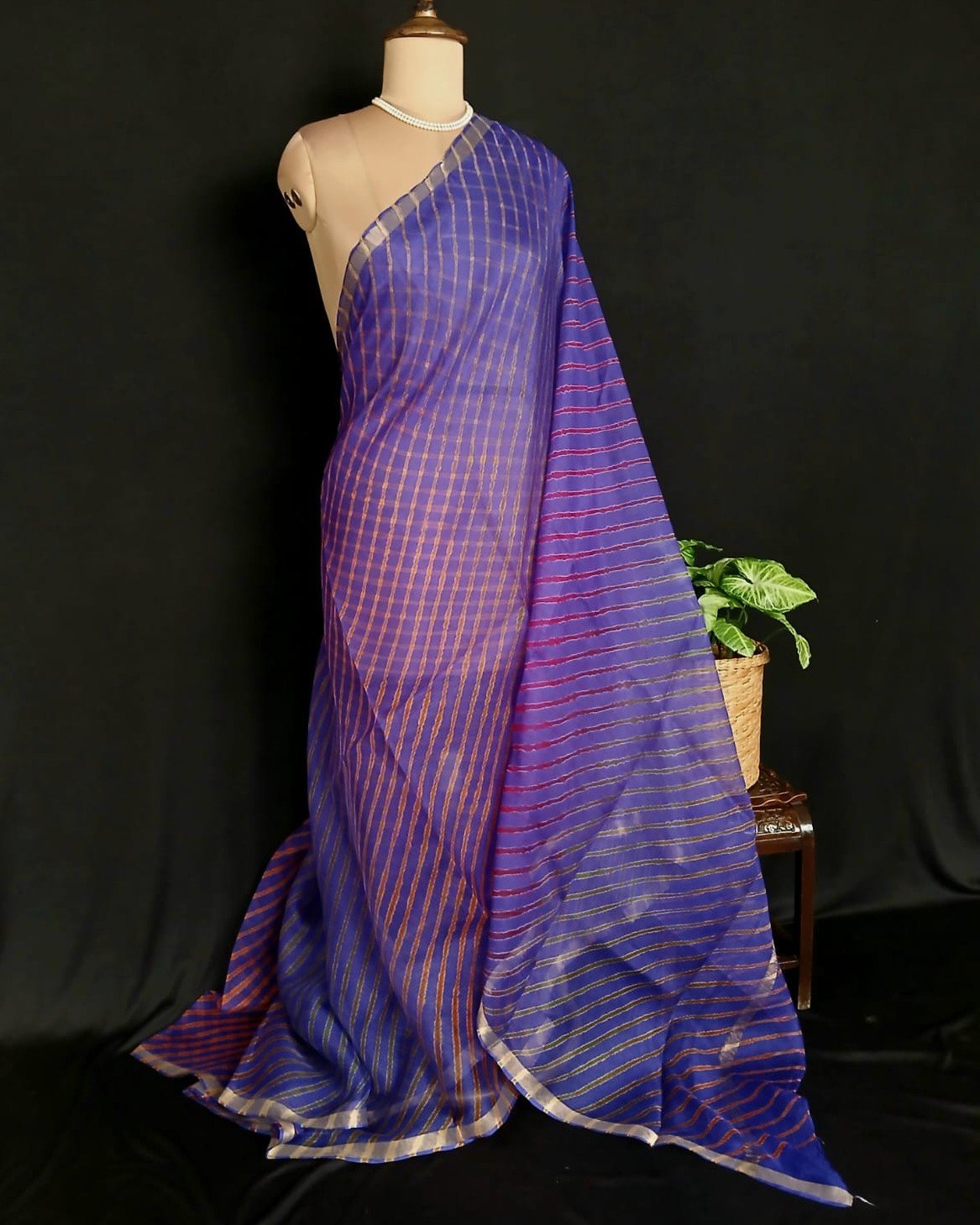 Hand tie-dye Leheriya on Kota Silk (HTKS1040) - Image 2