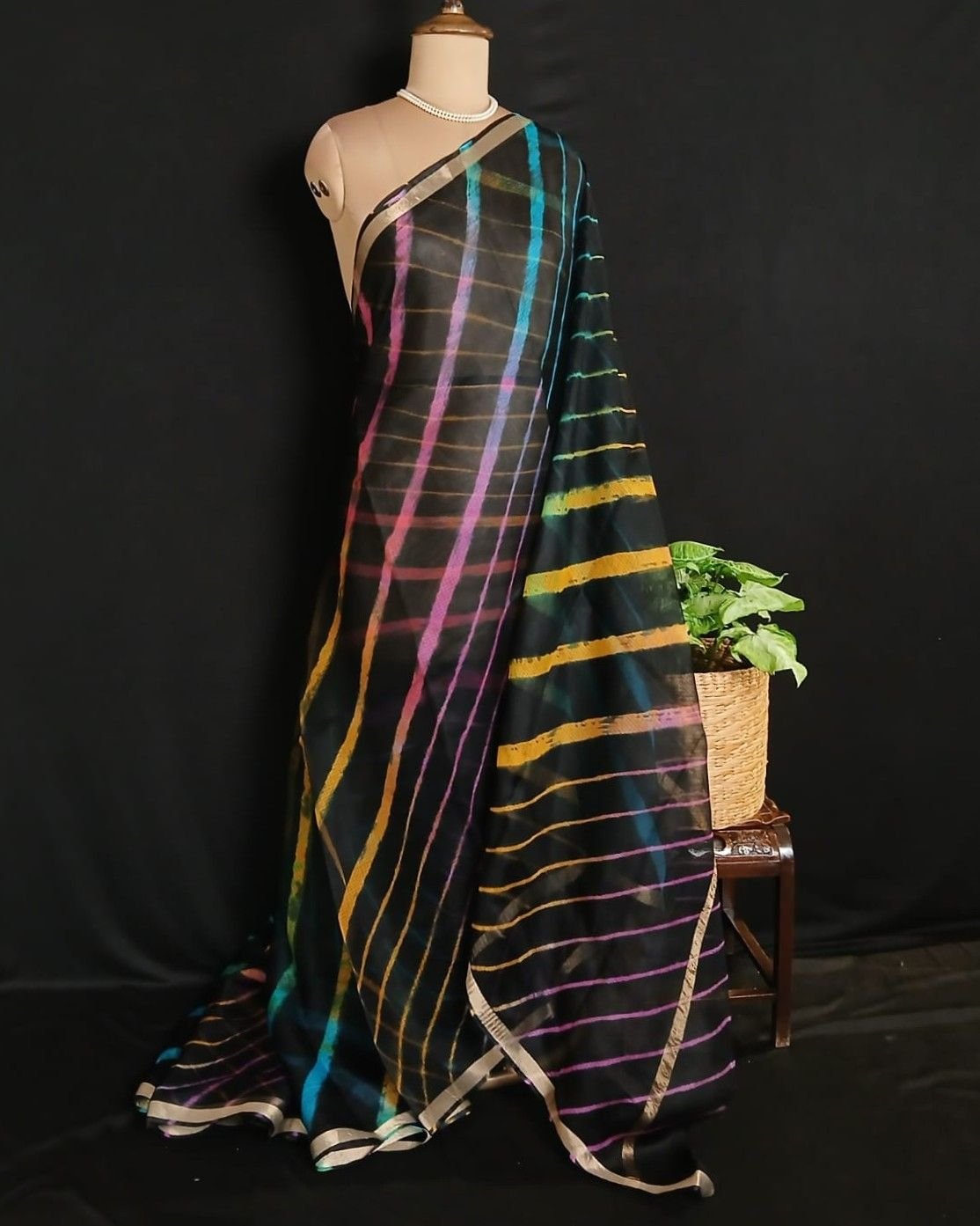 Hand tie-dye Leheriya on Kota Silk (HTKS1044) - Image 2