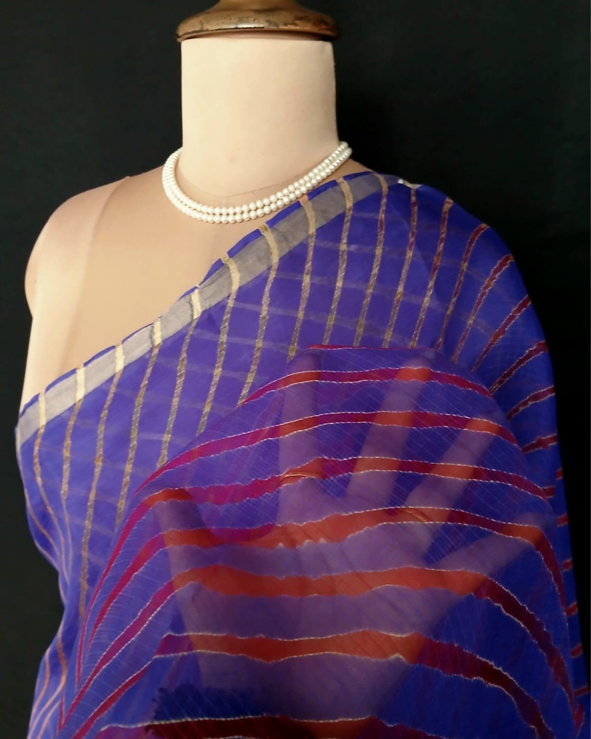 Hand tie-dye Leheriya on Kota Silk (HTKS1040) - Image 4