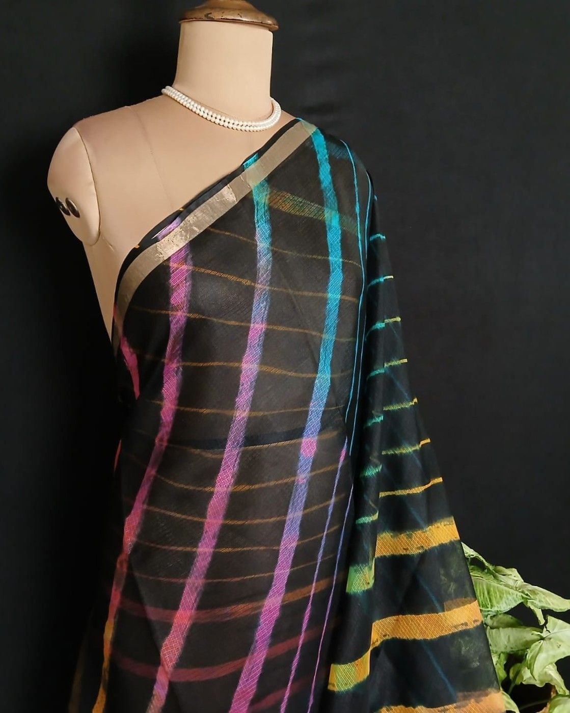 Hand tie-dye Leheriya on Kota Silk (HTKS1044) - Image 3