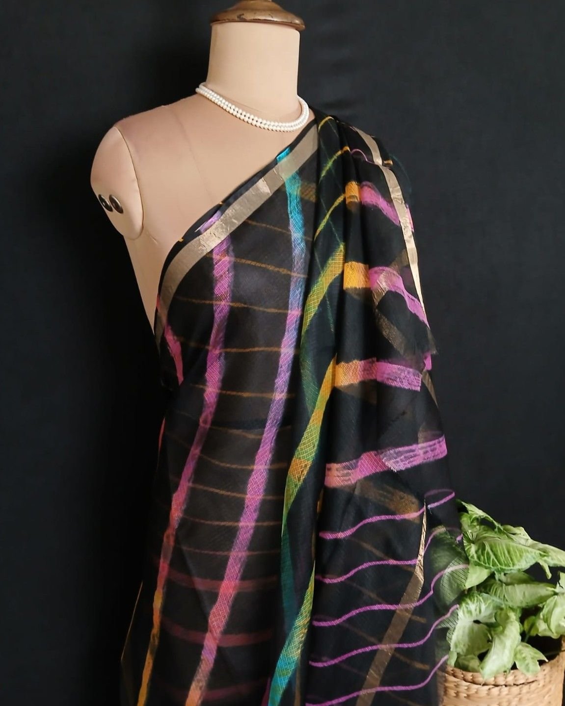 Hand tie-dye Leheriya on Kota Silk (HTKS1044)