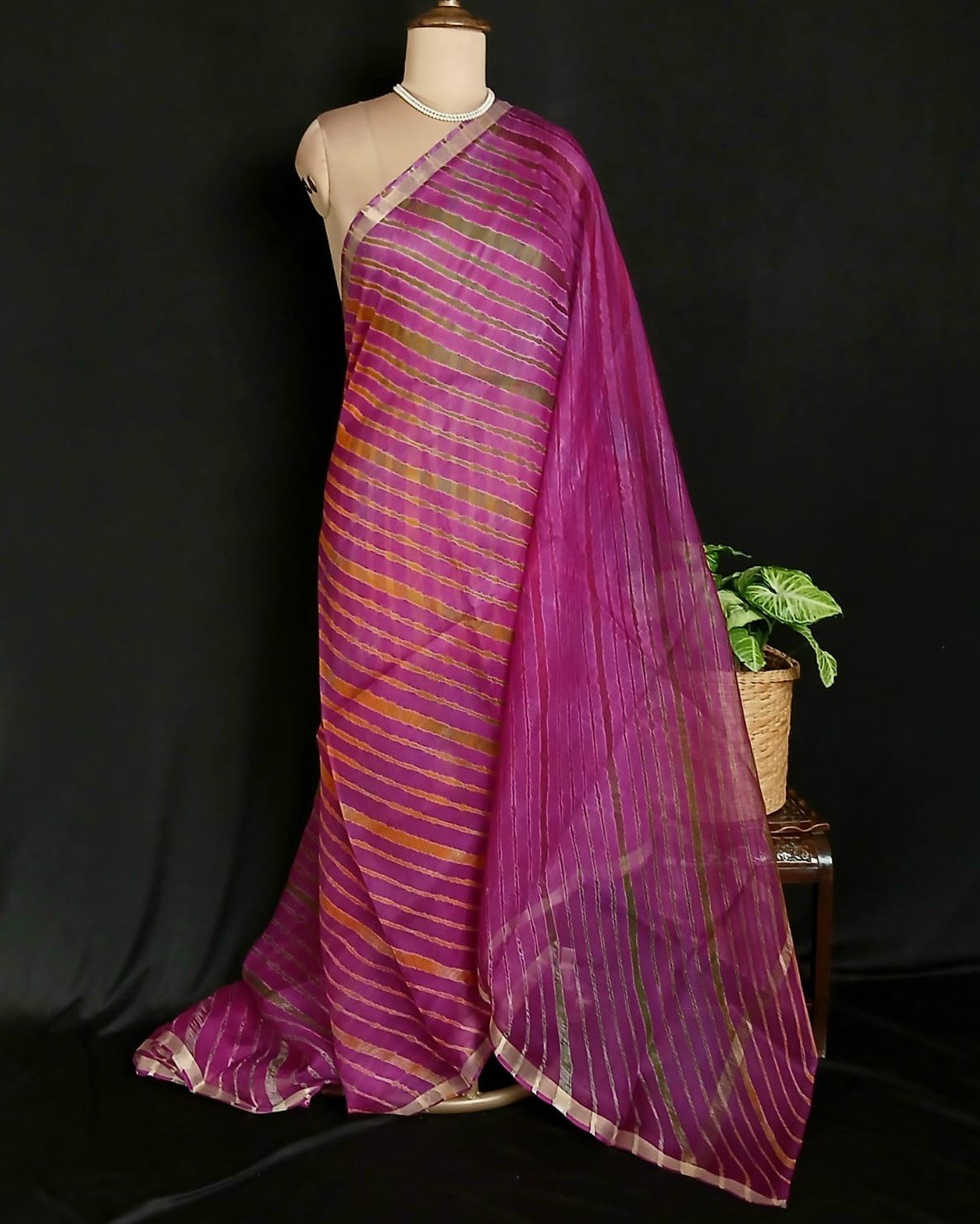 Hand tie-dye Leheriya on Kota Silk (HTKS1039) - Image 2