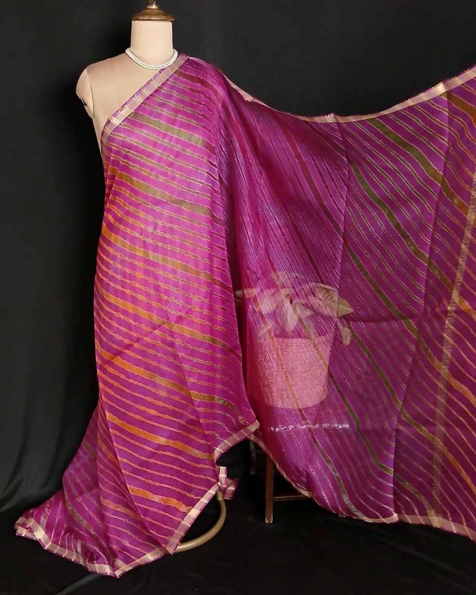 Hand tie-dye Leheriya on Kota Silk (HTKS1039) - Image 3