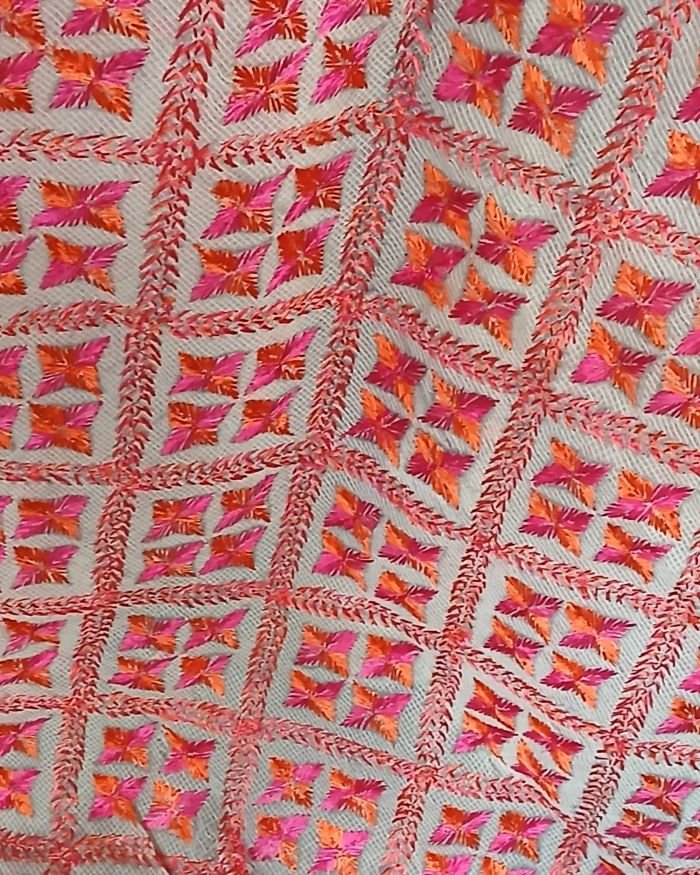 Phulkari Hand Embroidered Saree from Punjab -(PHES1002) - Image 5