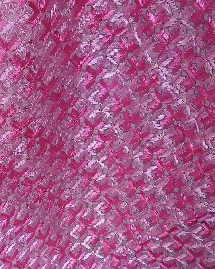 Phulkari Hand Embroidered Saree from Punjab -(PHES1003) - Image 5