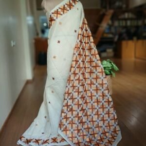 Phulkari Hand Embroidered Saree from Punjab -(PHES1004)