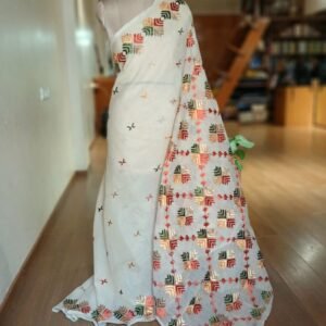 Phulkari Hand Embroidered Saree from Punjab -(PHES1007)