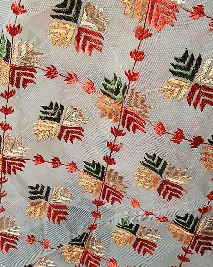Phulkari Hand Embroidered Saree from Punjab -(PHES1007) - Image 4