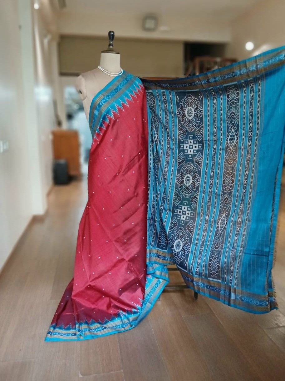 Pure Silk Nuapatna Khandua Pata in Single Ikat- (SKSS0008) - Image 5