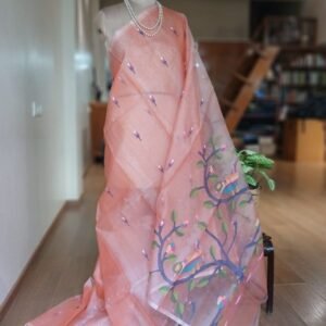 Hand Jamdani in Mulberry Silk with Bird Motifs – (SJMS0009)
