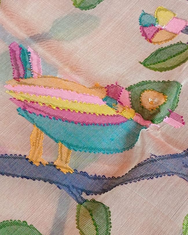 Hand Jamdani in Mulberry Silk with Bird Motifs – (SJMS0009) - Image 7