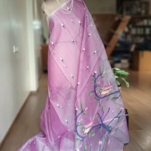 Hand Jamdani in Mulberry Silk with Bird Motifs – (SJMS0010)