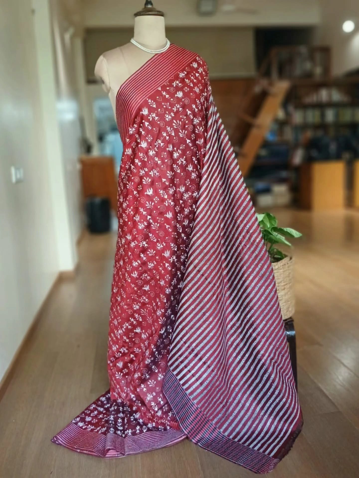 Hand Embroidered Santiniketan Kantha Saree - (SNBK0022)