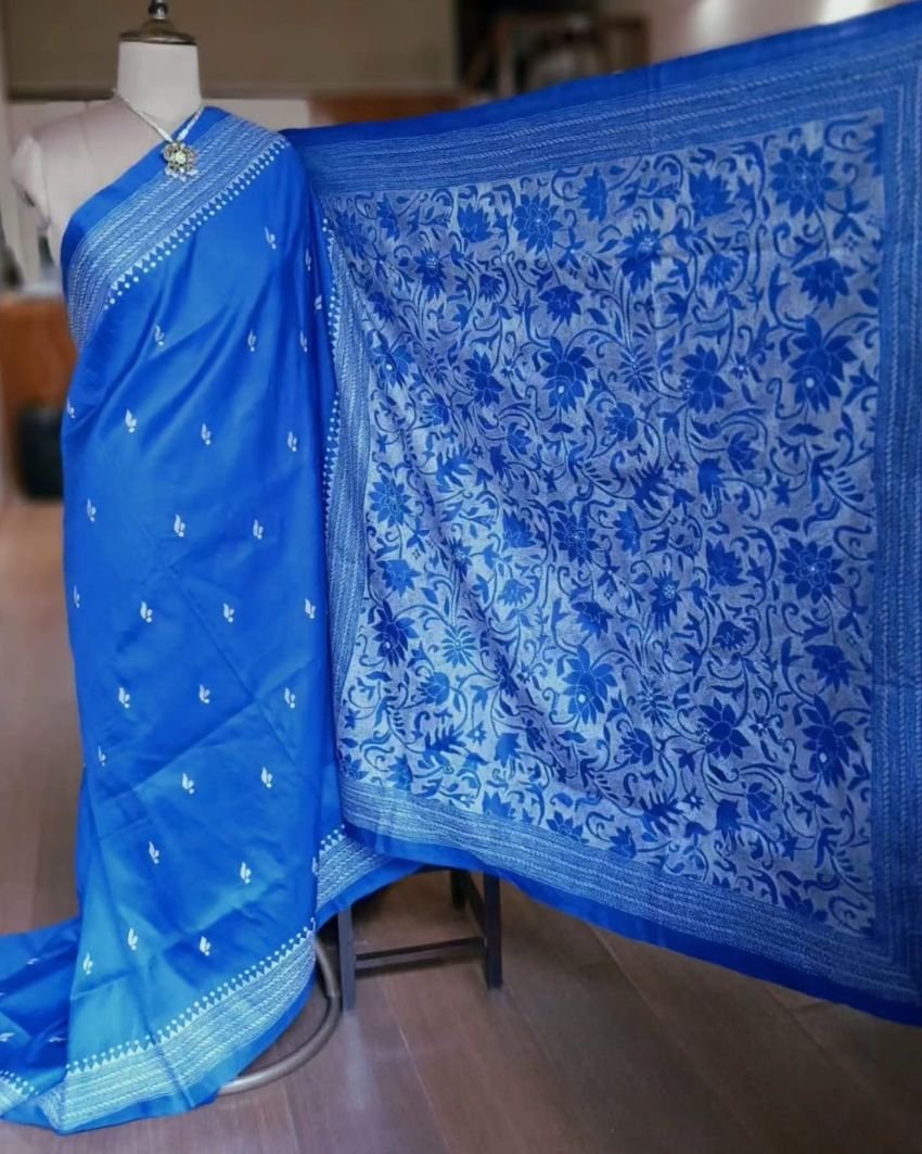 Hand Embroidered Santiniketan Kantha Saree - (SNBK0016) - Image 3