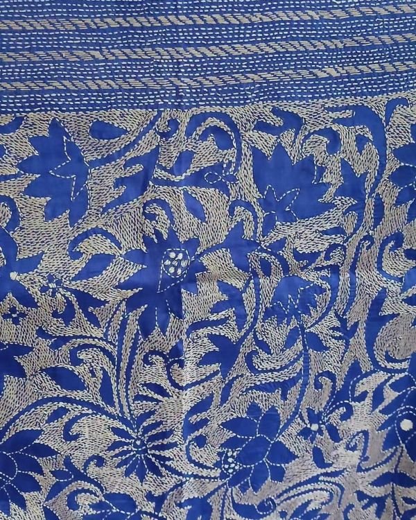 Hand Embroidered Santiniketan Kantha Saree - (SNBK0016) - Image 4