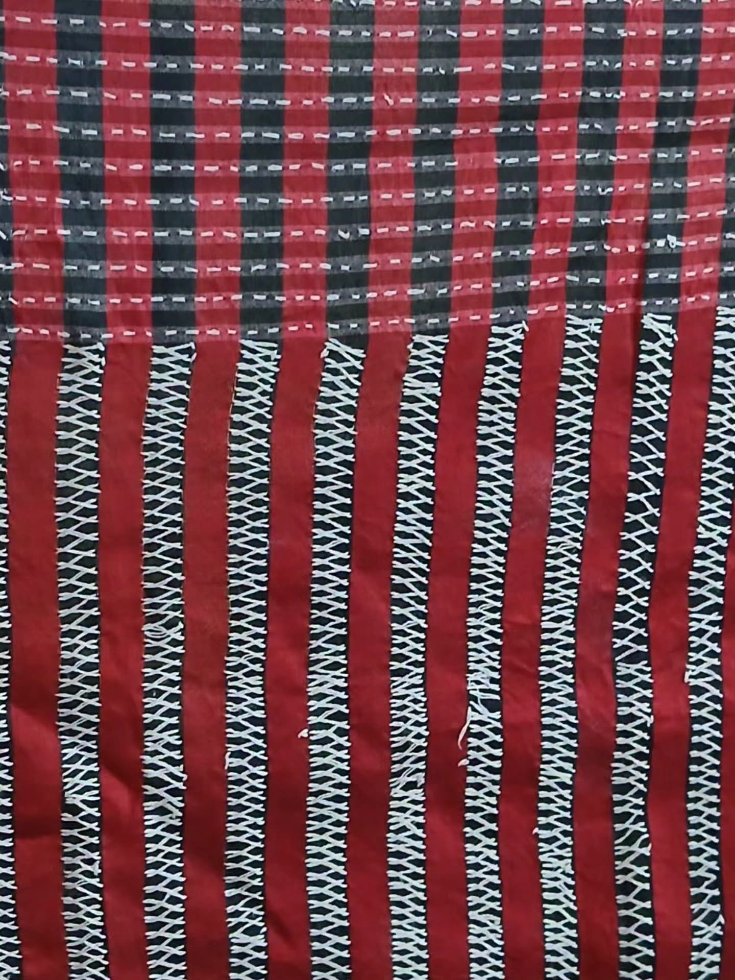 Hand Embroidered Santiniketan Kantha Saree - (SNBK0022) - Image 5