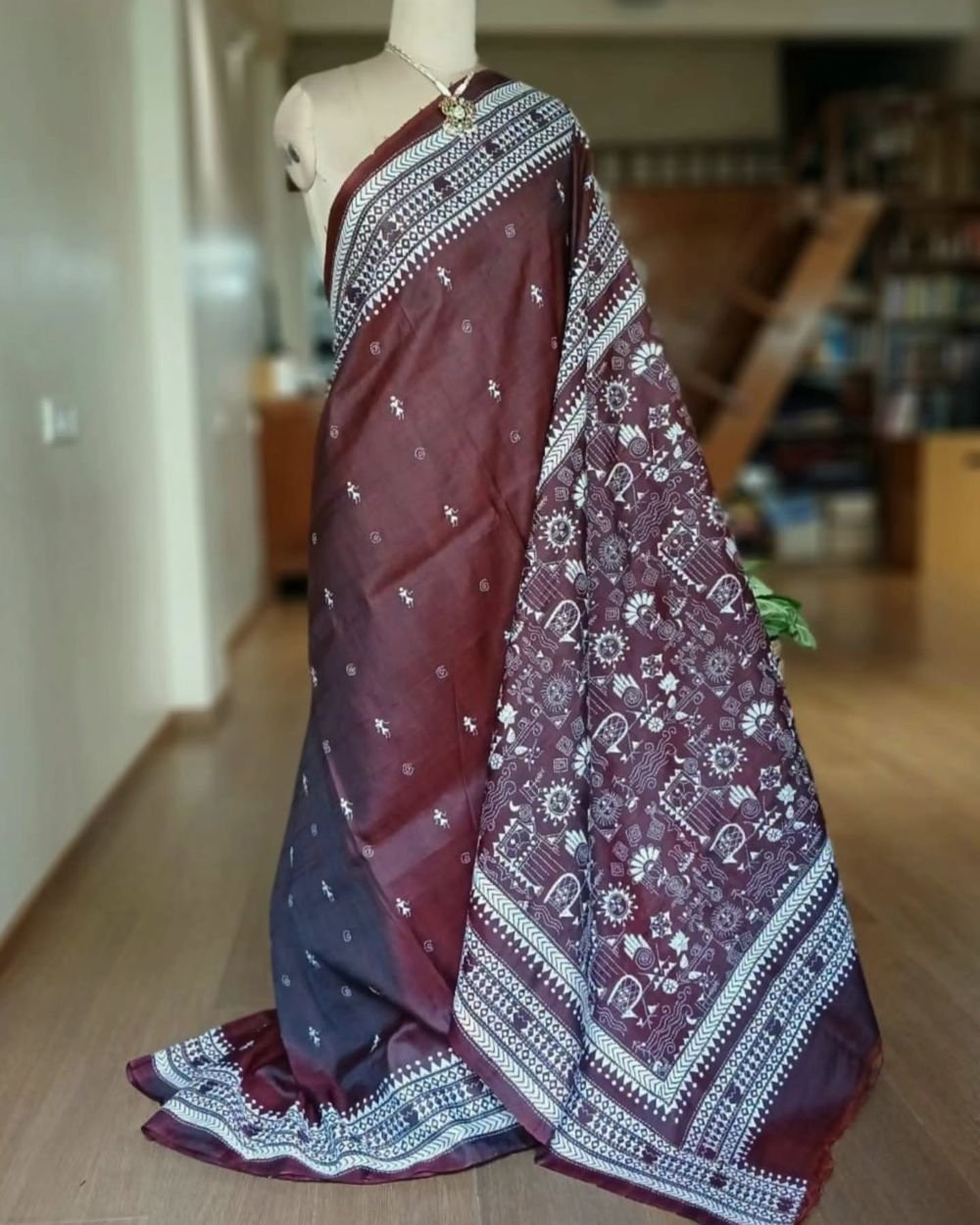 Hand Embroidered Santiniketan Kantha Saree - (SNBK0017)