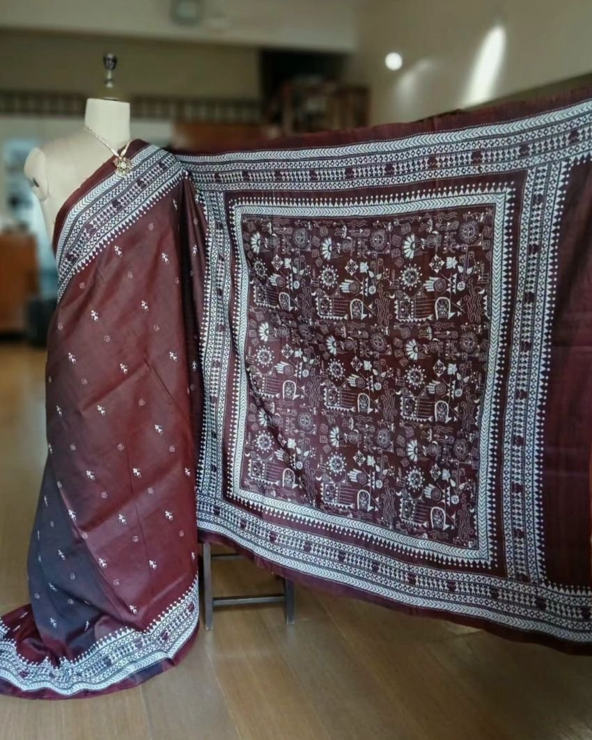 Hand Embroidered Santiniketan Kantha Saree - (SNBK0017) - Image 3