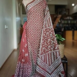 Hand Embroidered Santiniketan Kantha Saree - (SNBK0024)