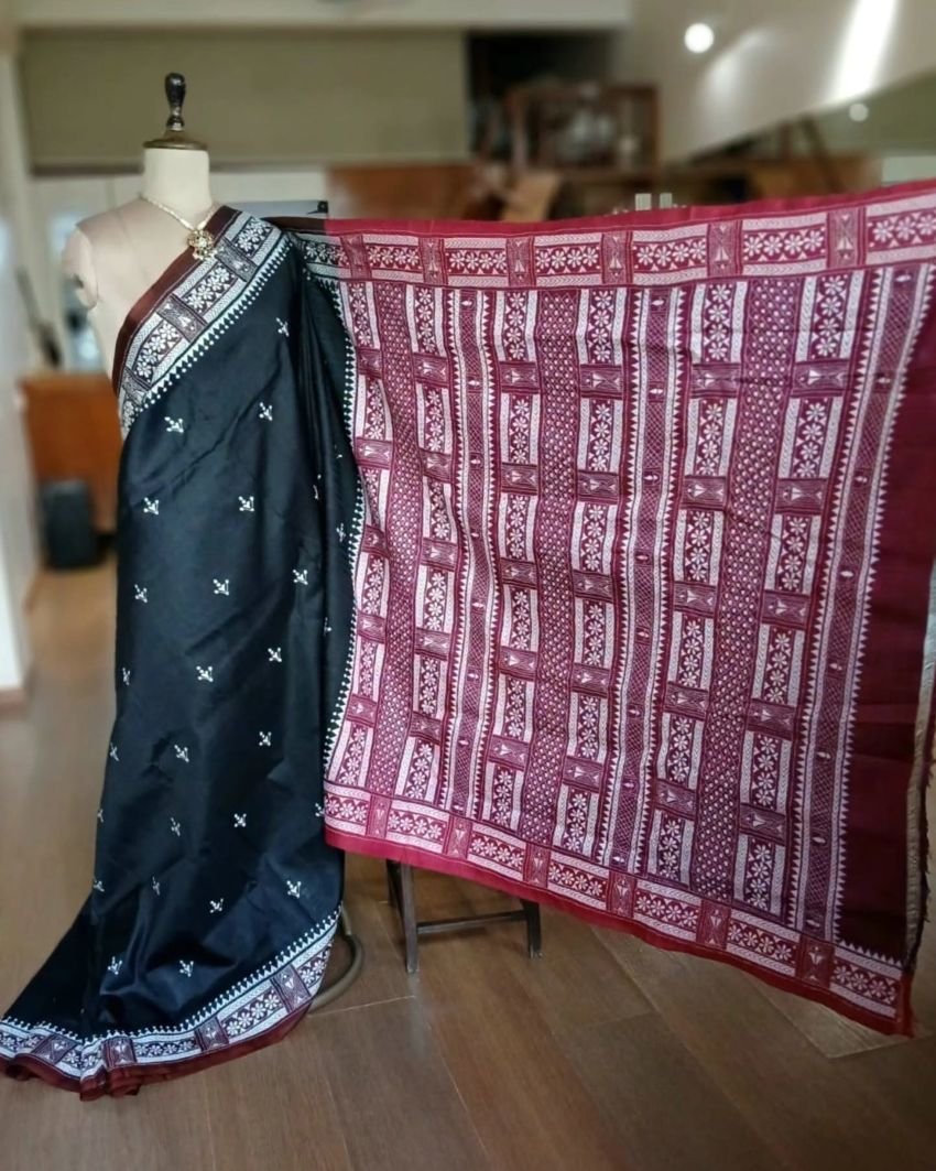 Hand Embroidered Santiniketan Kantha Saree - (SNBK0018) - Image 3