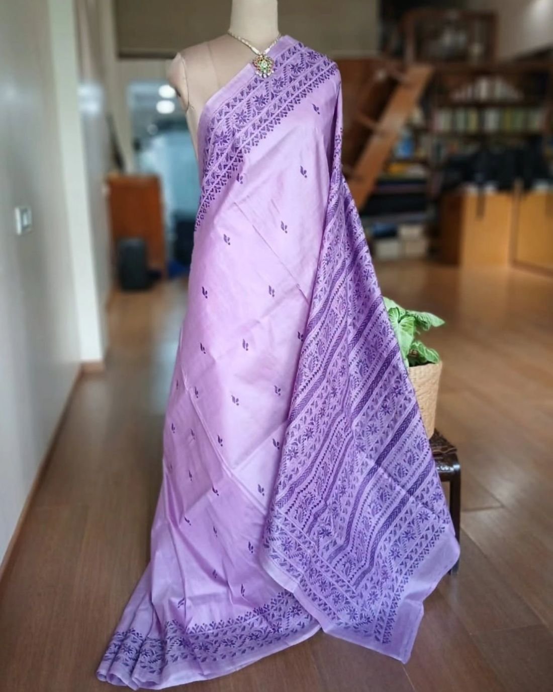 Hand Embroidered Santiniketan Kantha Saree - (SNBK0019)