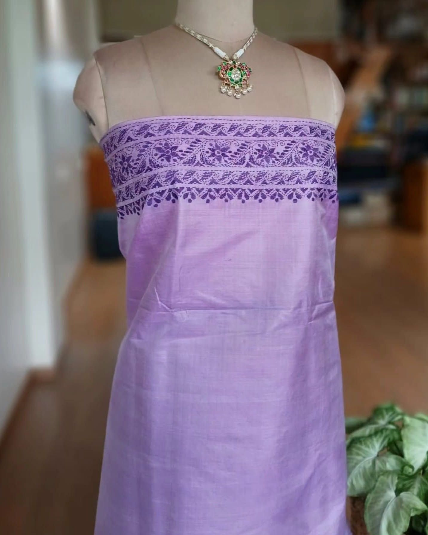 Hand Embroidered Santiniketan Kantha Saree - (SNBK0019) - Image 8