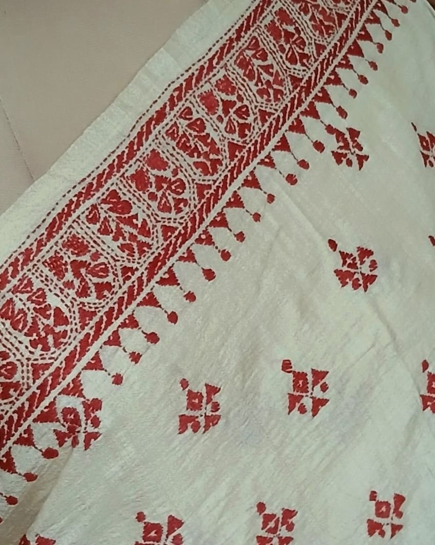PadmaShree Takdira Begum’s Tussar Silk Kantha Saree - (TSKS0022) - Image 3