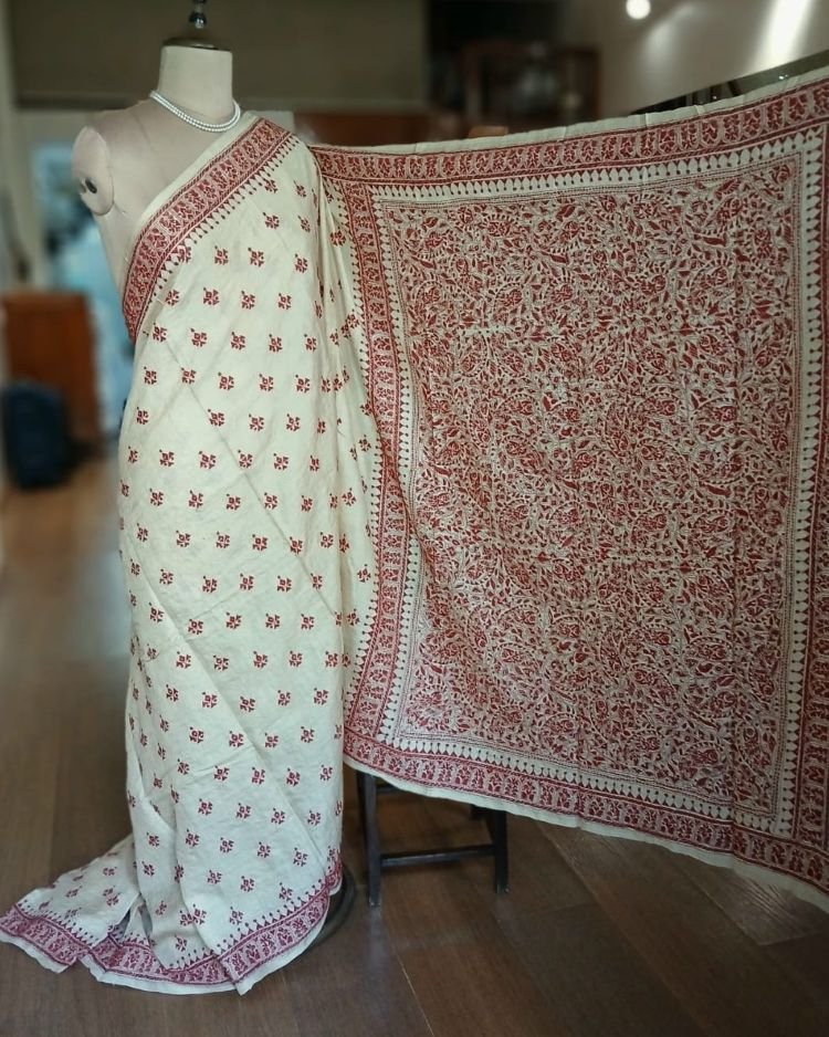 PadmaShree Takdira Begum’s Tussar Silk Kantha Saree - (TSKS0022) - Image 4