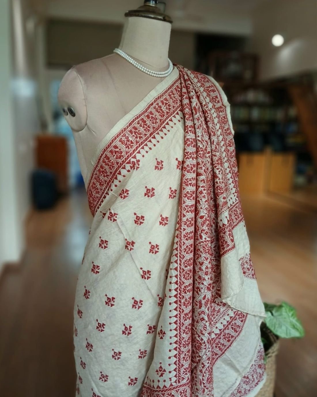 PadmaShree Takdira Begum’s Tussar Silk Kantha Saree - (TSKS0022) - Image 6