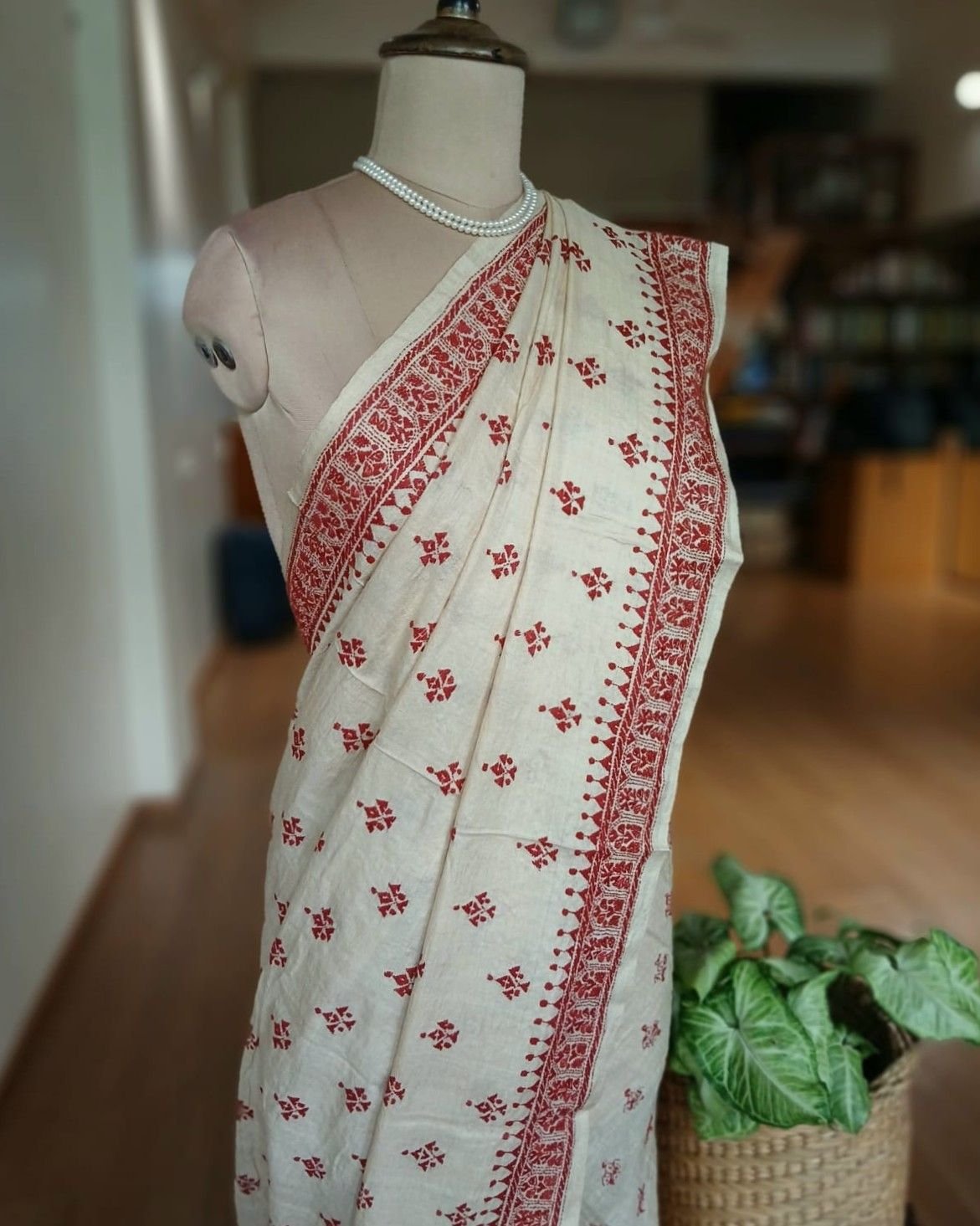 PadmaShree Takdira Begum’s Tussar Silk Kantha Saree - (TSKS0022) - Image 7