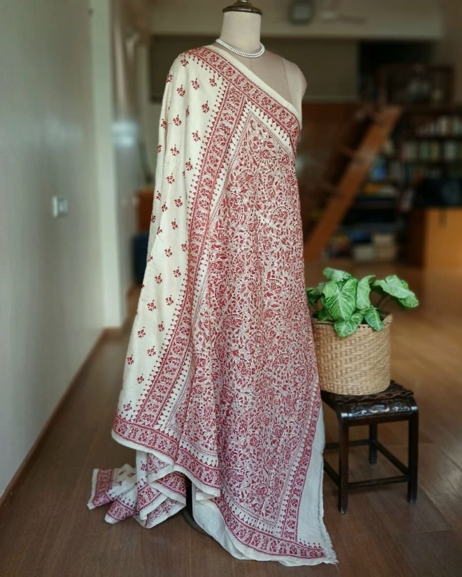 PadmaShree Takdira Begum’s Tussar Silk Kantha Saree - (TSKS0022) - Image 9