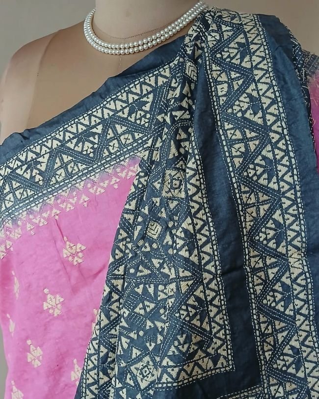 PadmaShree Takdira Begum’s Tussar Silk Kantha Saree - (TSKS0023) - Image 8
