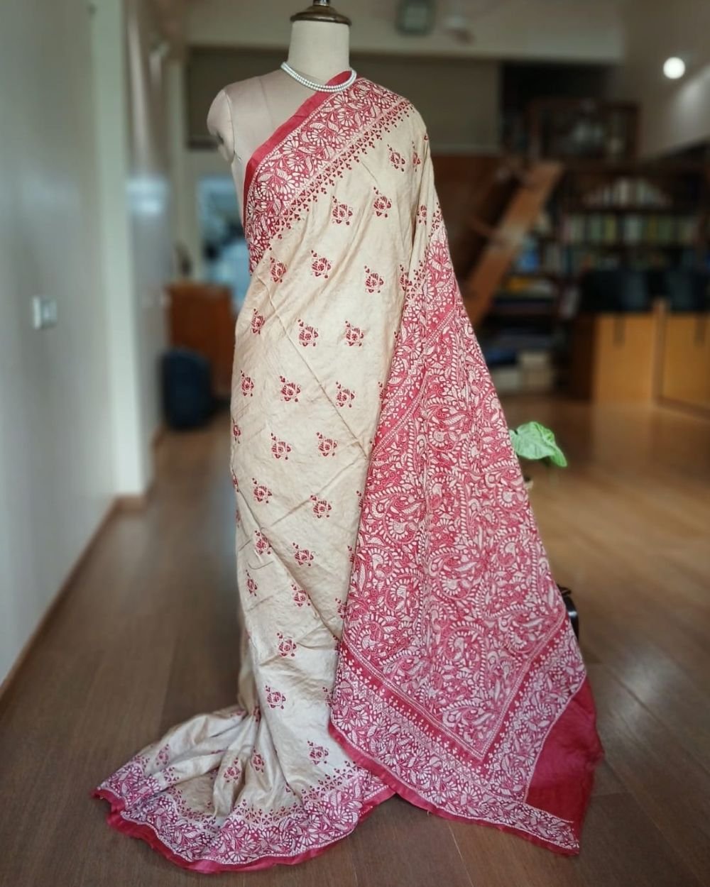 PadmaShree Takdira Begum’s Tussar Silk Kantha Saree - (TSKS0025)