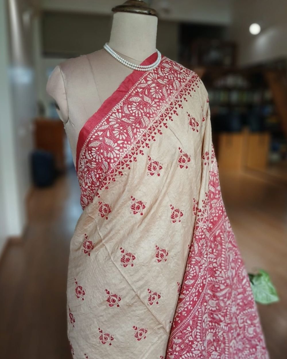 PadmaShree Takdira Begum’s Tussar Silk Kantha Saree - (TSKS0025) - Image 2