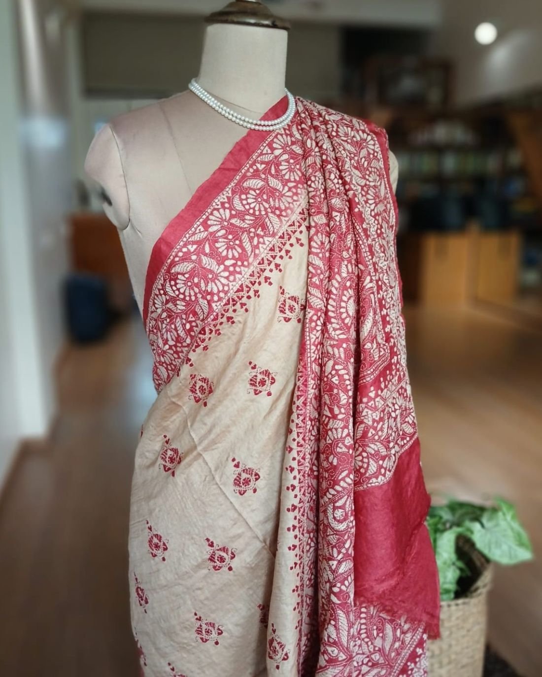 PadmaShree Takdira Begum’s Tussar Silk Kantha Saree - (TSKS0025) - Image 6