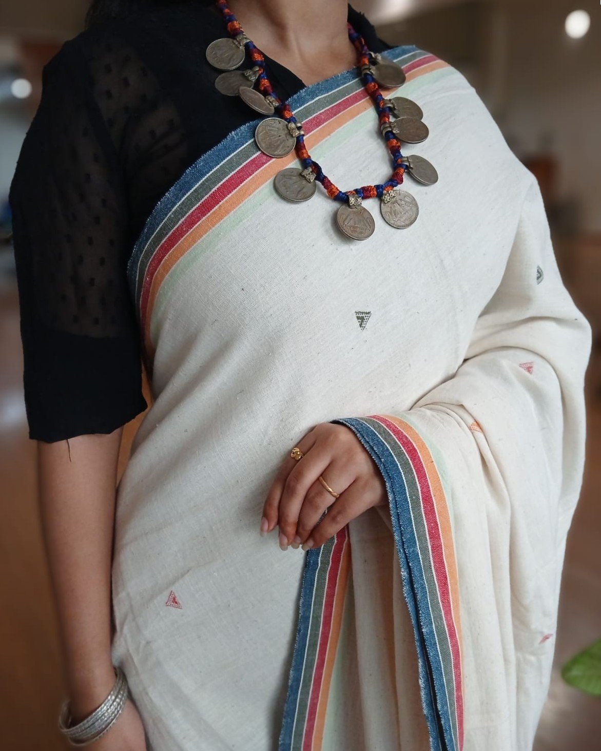 Bhujodi Saree Handwoven in Kala Cotton – (BHUJ1101) - Image 2