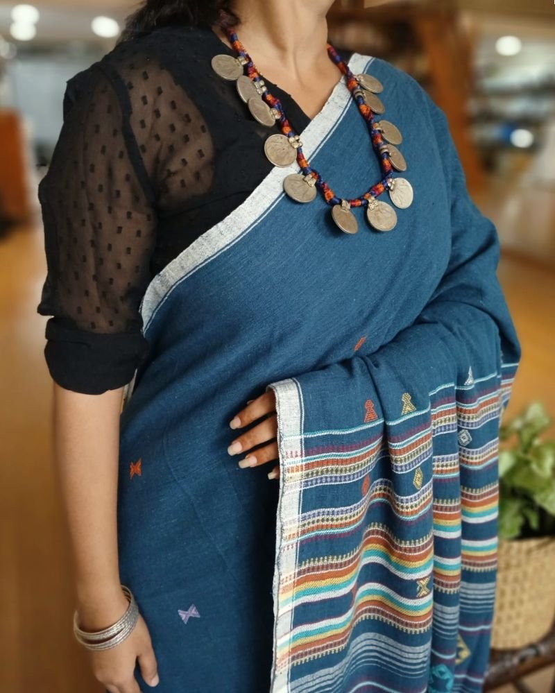 Bhujodi Saree Handwoven in Kala Cotton – (BHUJ1107) - Image 2