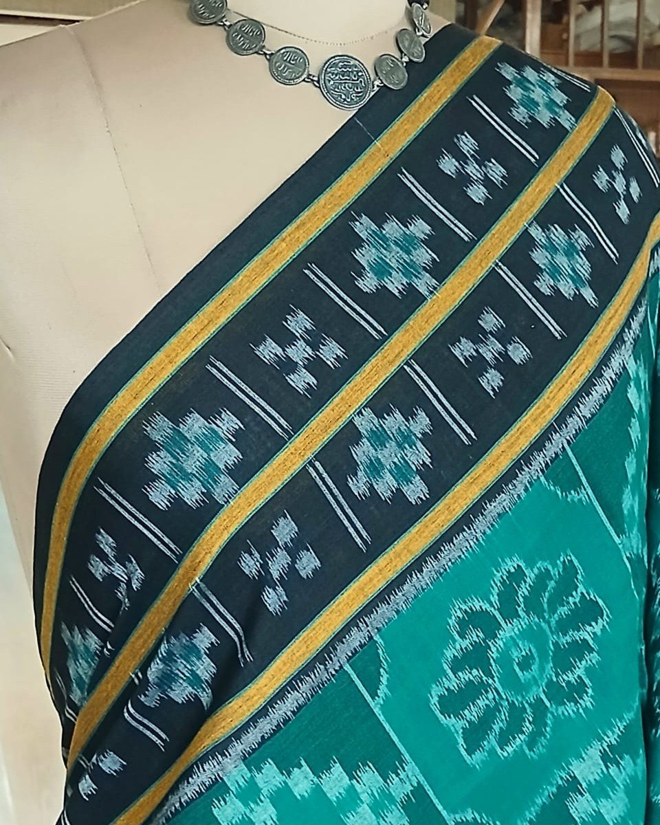 Nuapatna Cotton Single Ikat Handloom Saree - (NSIS0062) - Image 3
